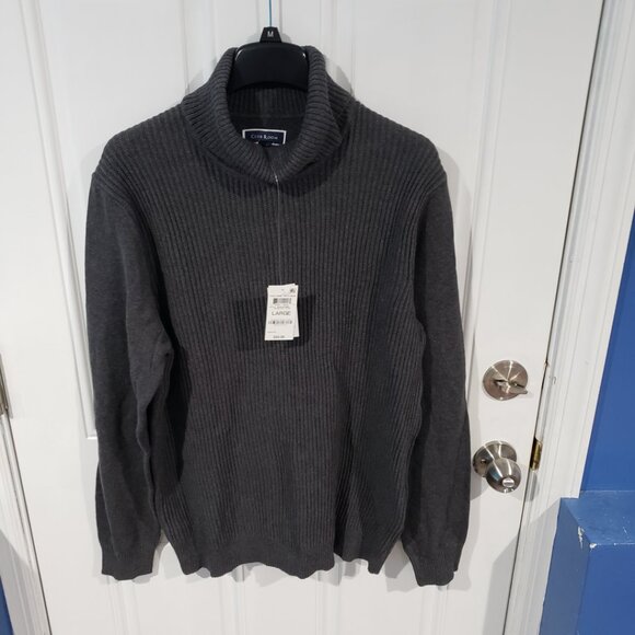 Club Room Mens Textured Cotton Turtleneck Sweater Charcoal Heather - Picture 7 of 9